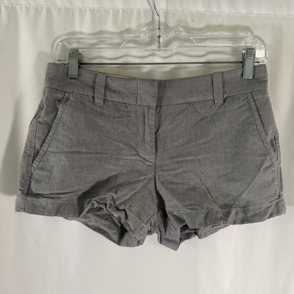 J. Crew Chino Shorts Women's 0 Grey Flat Front Slash Pockets 100% Cotton 2.5" In